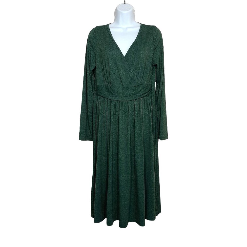 Tickled Teal A- Line Midi Green Jersey Dress Size M